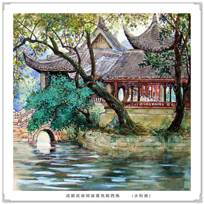 文化高级感十足的青绿山水画,古典山水写实油画作品