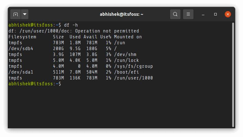 linux查询可用磁盘空间,linux中检查磁盘空间