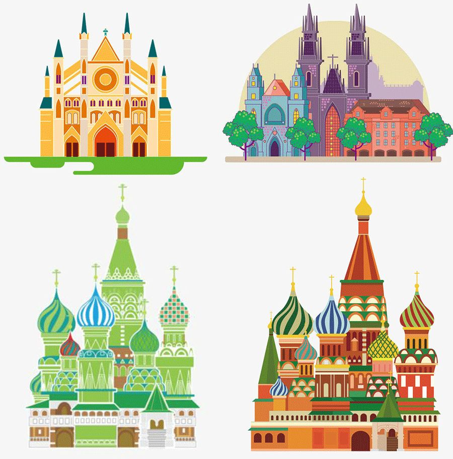 巴洛克风格城堡儿童画,沙漠城堡简笔画儿童画