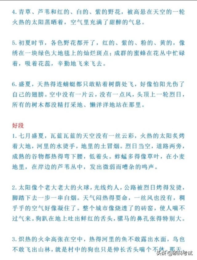 小学语文好词好句好段摘抄,小学1-6年级好词好句好段