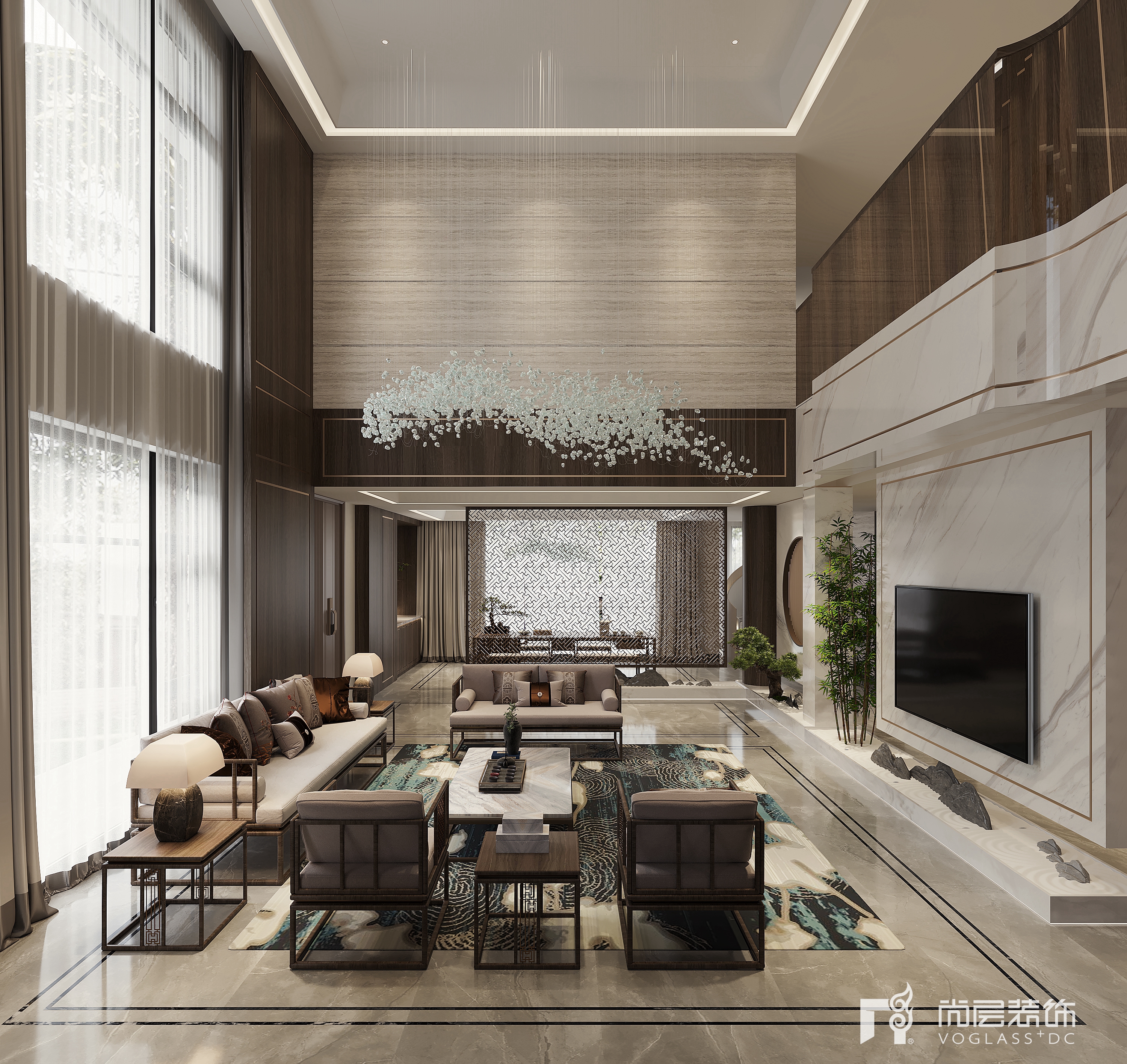 装修效果图-家装室内设计效果图|溪隐府-新中式风格