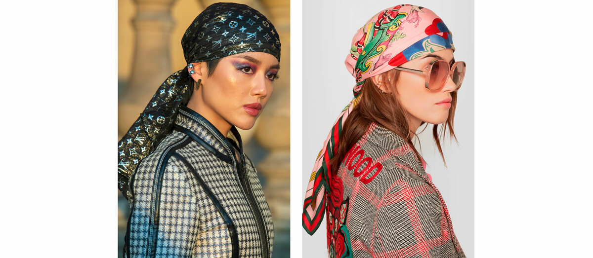 钩宽发带头巾100种图解,头巾的时尚戴法