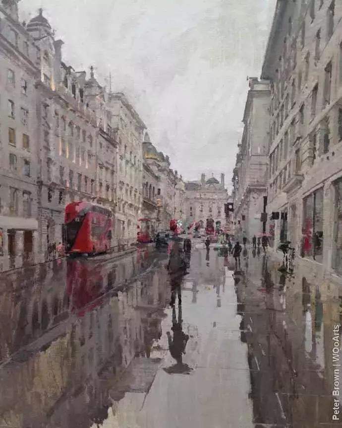 欧洲油画秋日街景,peterbrown油画从哪里买
