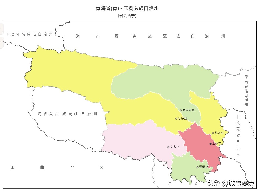 完整版青海省行政区划图，下辖行政单位个个面积广阔，有的堪比省