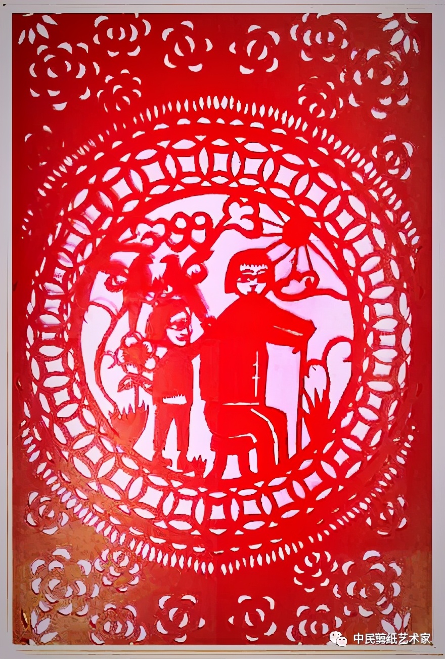 爱满重阳孝润童心剪纸,尊老爱老重阳主题剪纸