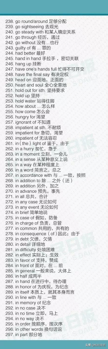 初中英语最全英语短语,初中英语必须掌握的100个短语