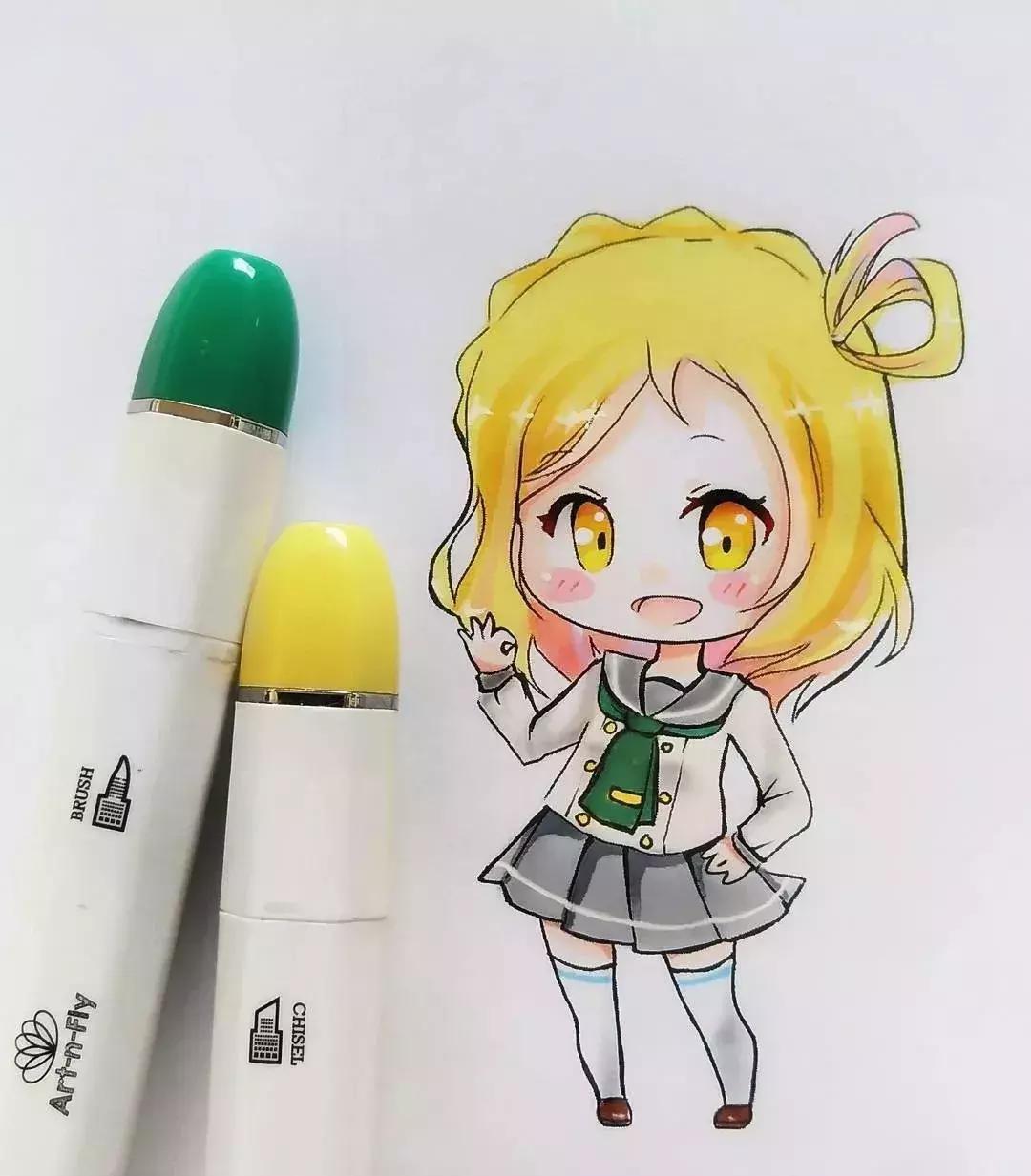 可爱动漫人物手绘马克笔,马克笔好看的动漫人物