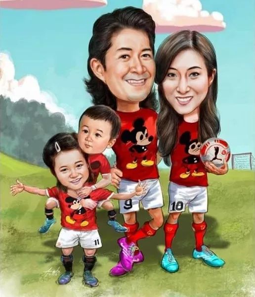 ​暗示生足球队！前TVB人气花旦收粉丝全家福绘画图：太有爱了
