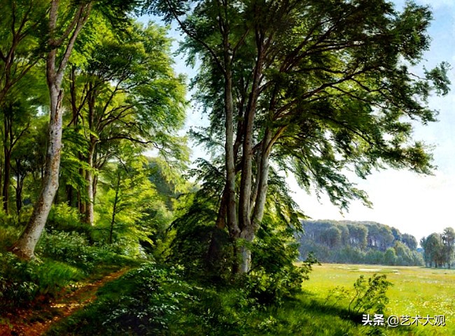 美国乡村红房子油画作品,美国亚马逊河派风景油画作品