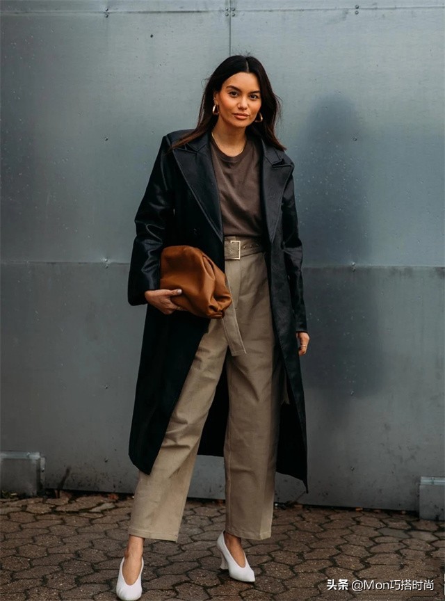 阔腿裤复古小个子春秋款,阔腿裤搭配中长款大衣