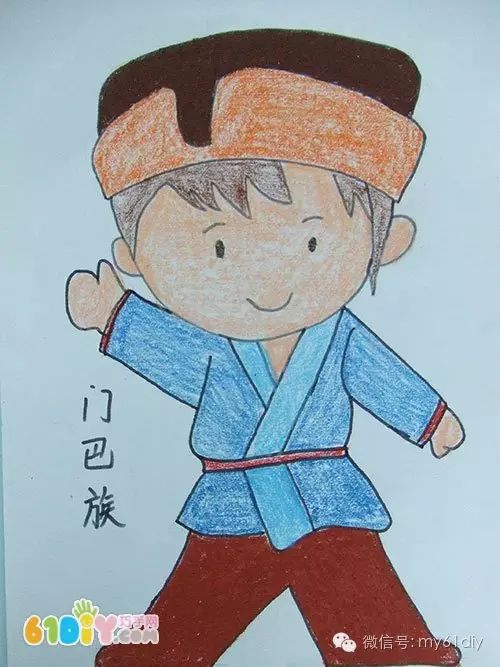 彩色少数民族儿童简笔画图片大全,五十六个民族简笔画卡通