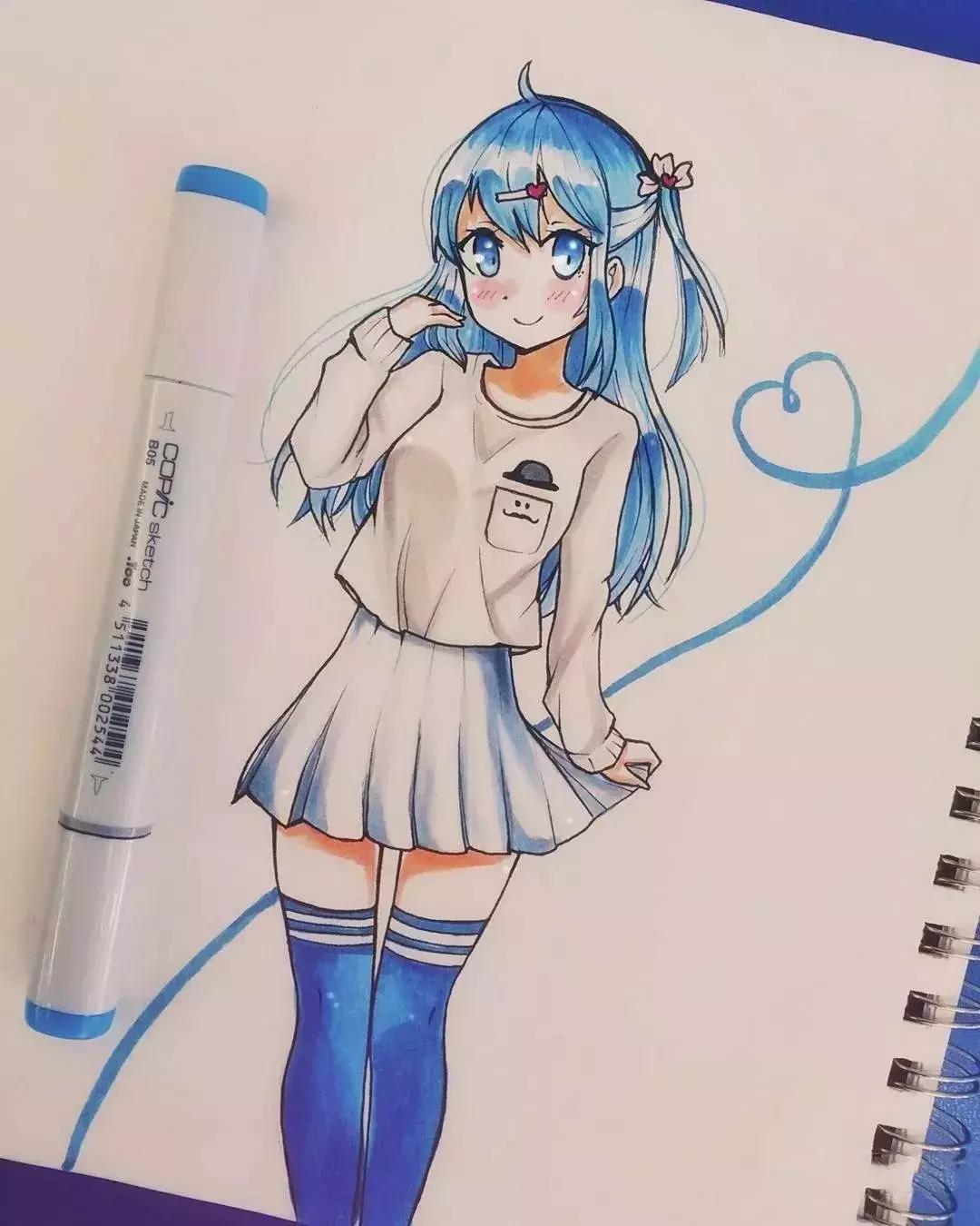 可爱动漫人物手绘马克笔,马克笔好看的动漫人物