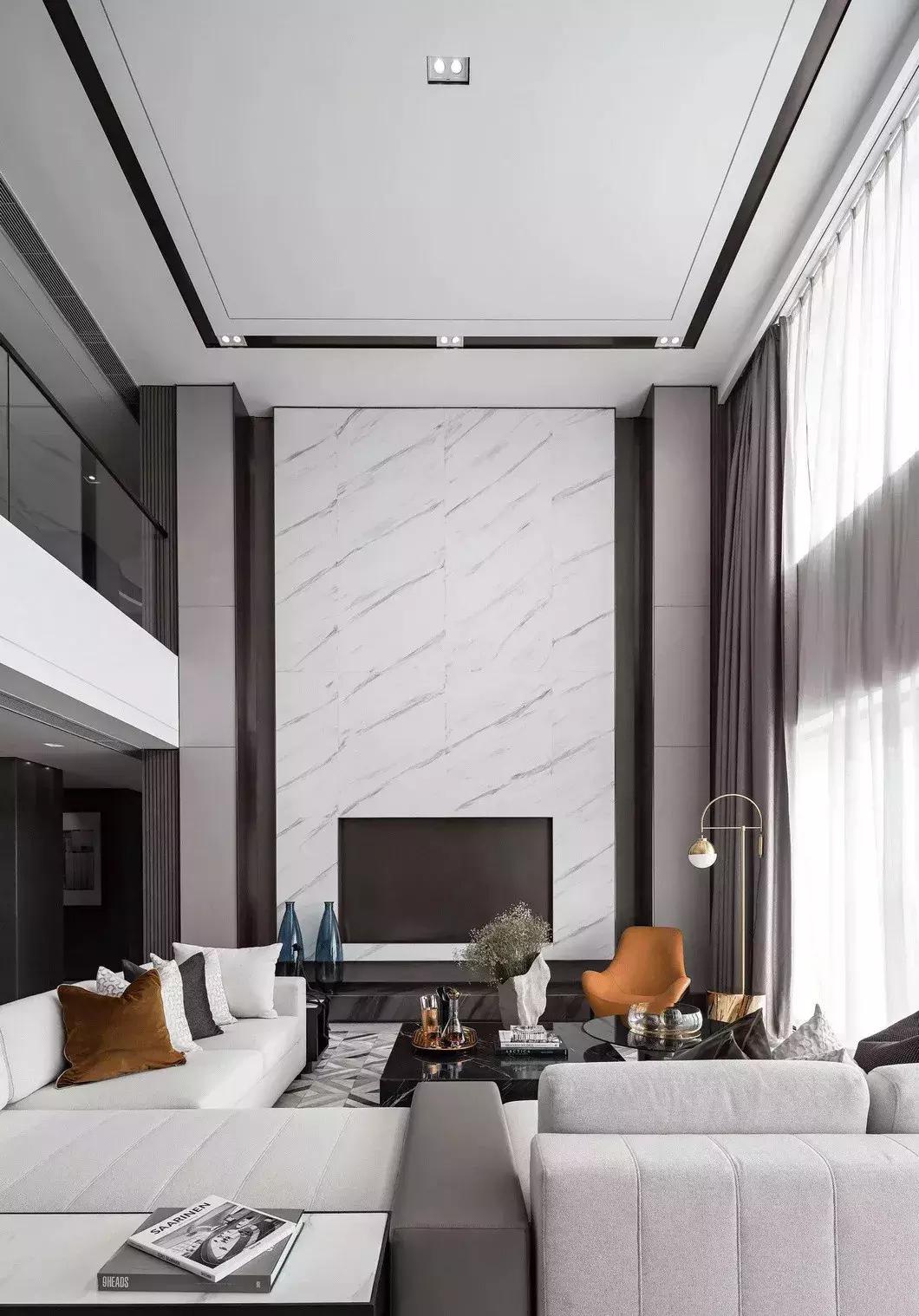 最新款客厅挑空设计图效果图,国外挑空客厅设计极简