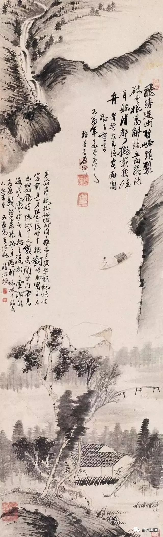 石涛山水画精品作品,石涛山水画高清大图临本