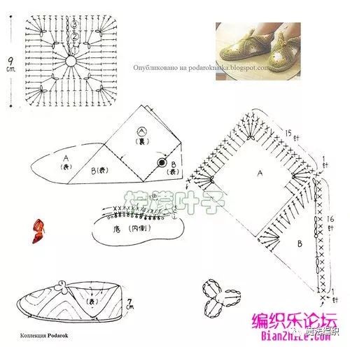 钩针人字拖鞋大全图解,钩针钩拖鞋全部教程