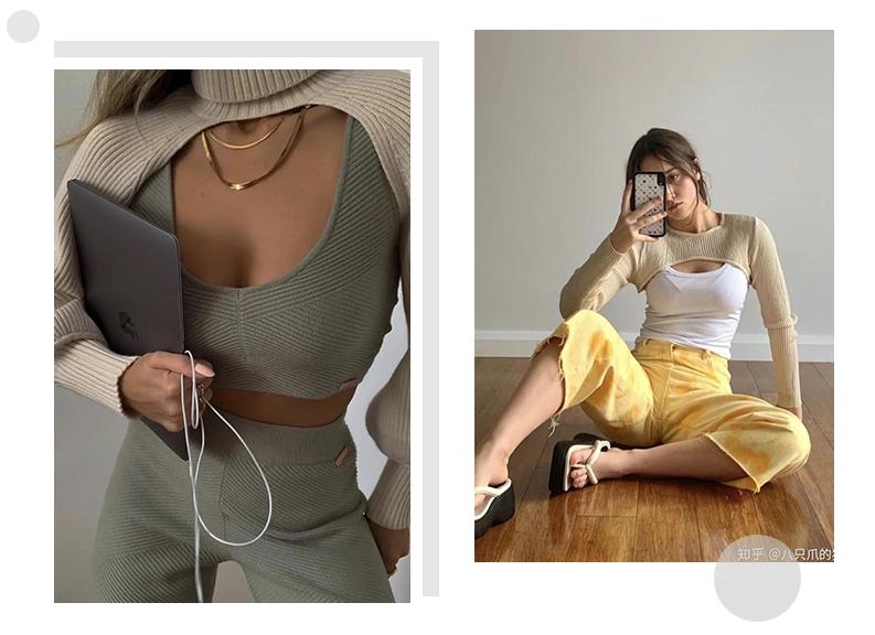 袖套毛衣时尚,最近很火的袖套毛衣蓝色