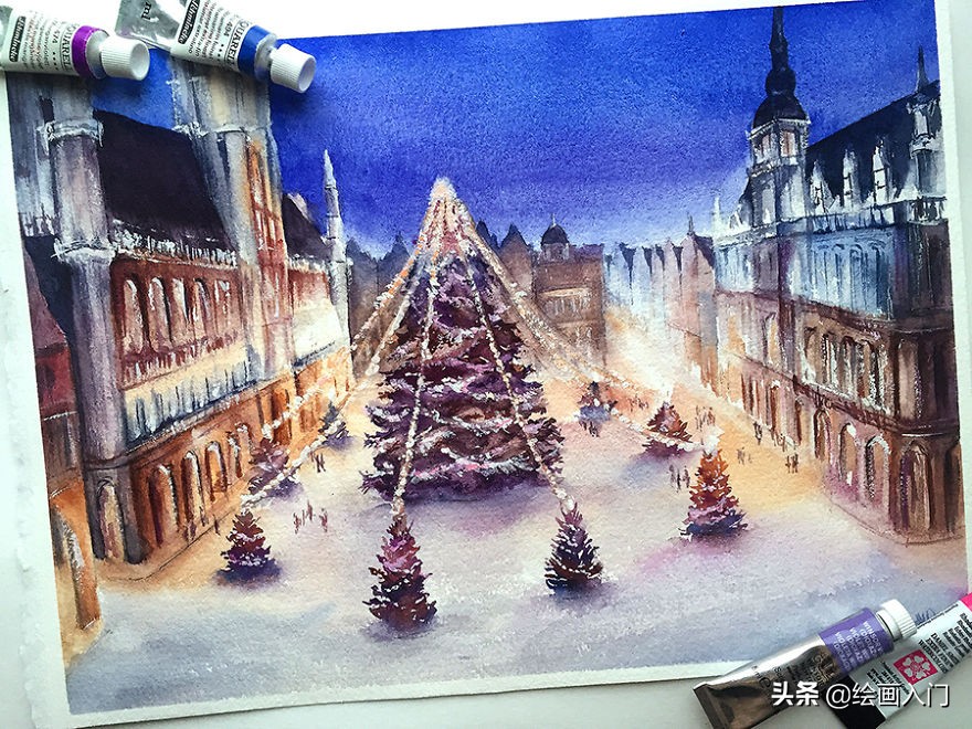 如何用画笔画出好看的图画,一幅优秀的水彩画创作过程欣赏