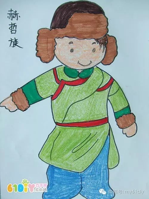 彩色少数民族儿童简笔画图片大全,五十六个民族简笔画卡通