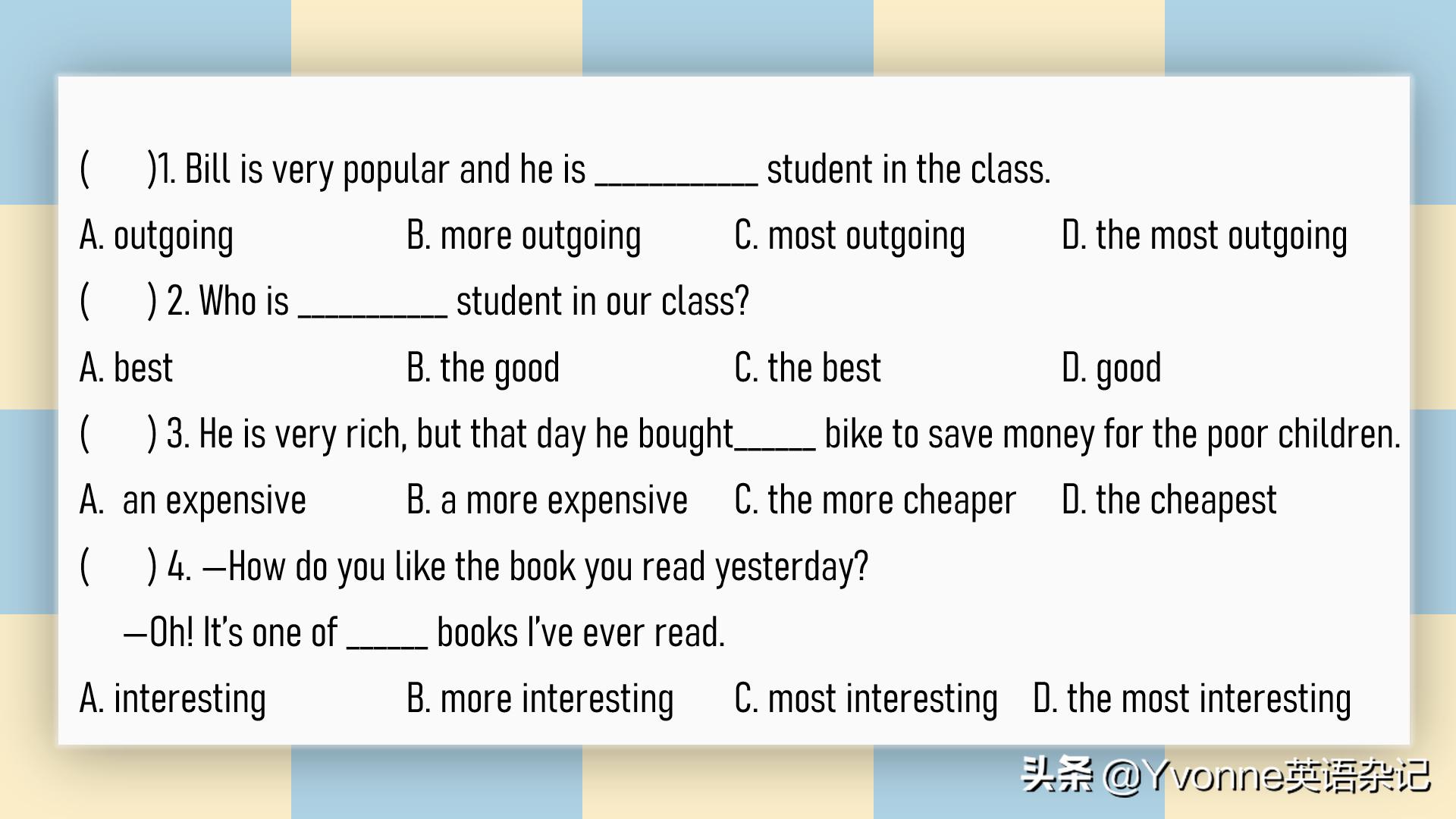 英语语法最高级和比较级,英语语法最高级的句子