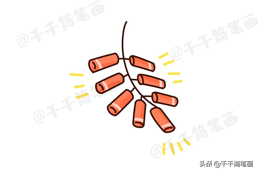 鼠年新年主题简笔画大全,鼠年元旦节简笔画大全