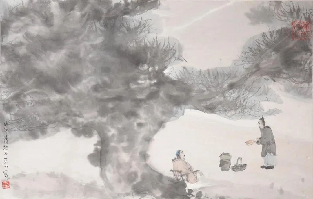 国画江山如此多娇傅抱石高清大图,傅抱石淡墨山水特点