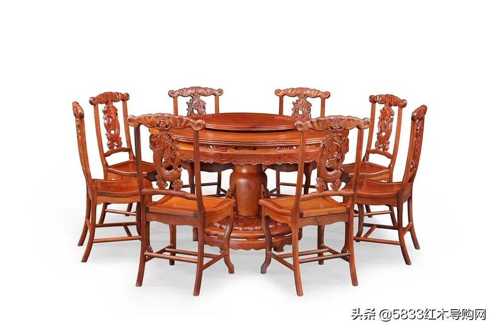 红木餐桌与现代简约风格的搭配图,轻奢新中式红木餐桌最新款式