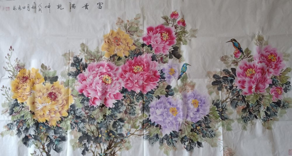 欣赏中国画山水芙蓉,田秀花牡丹画作品欣赏