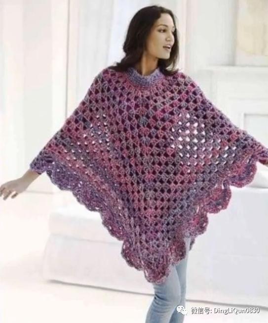 斗篷披肩钩花图样,针织披肩花样图片大全