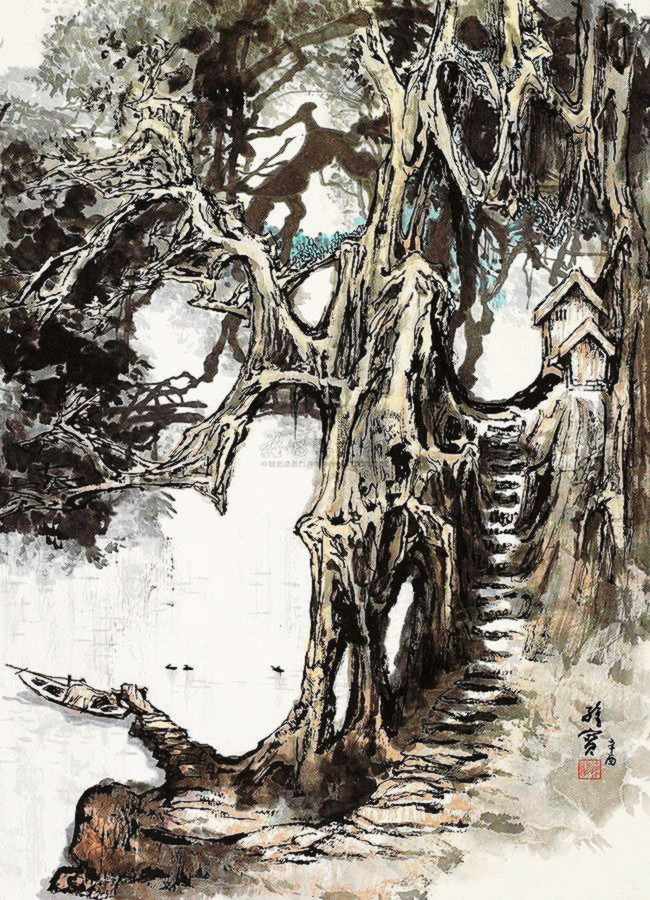 古香古色山水画,岭南风景国画