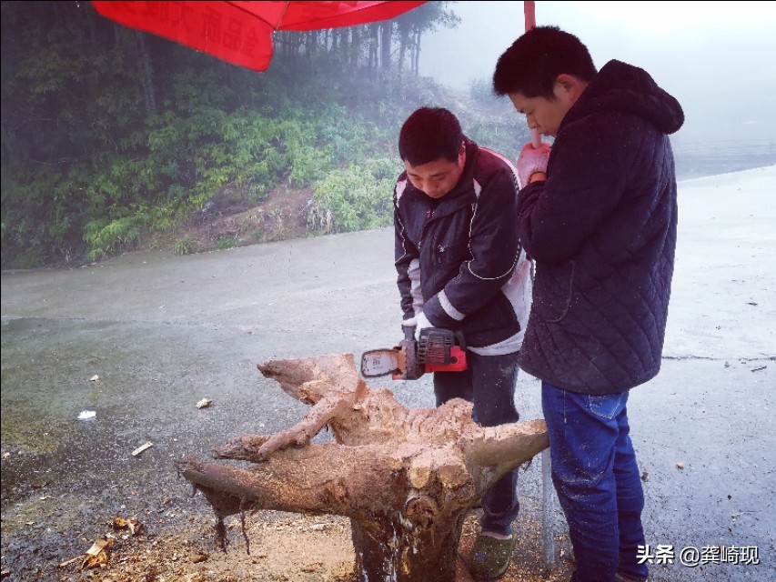 根雕小茶桌泡茶,用根雕茶桌喝茶