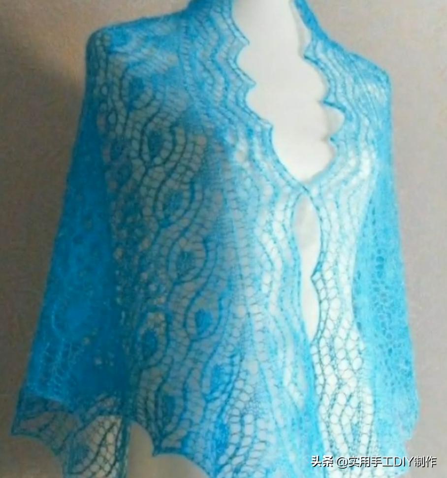 彩色蕾丝钩织披肩拼接花,晓夏手工钩编扇形花披肩