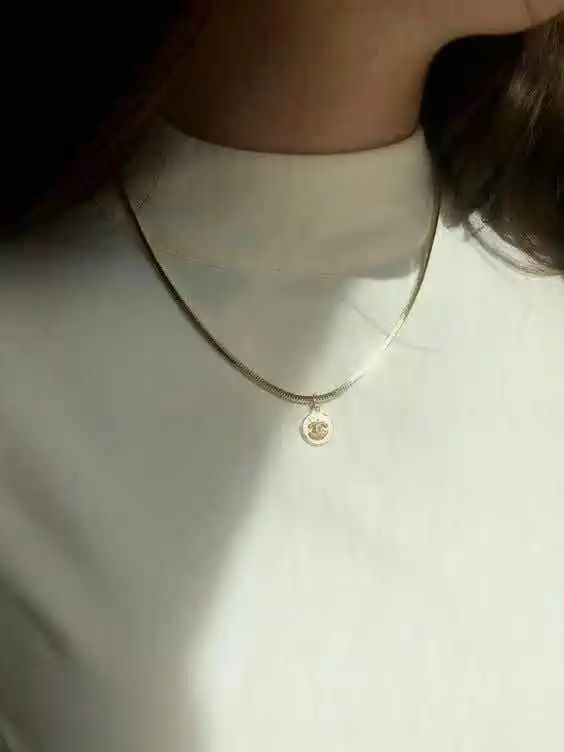 VintageChanel中古琉璃饰品,中古香奈儿双c项链