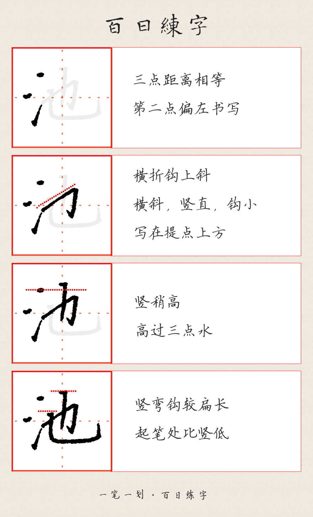 三点水毛笔写法慢视频分解,净为什么有三点水的写法
