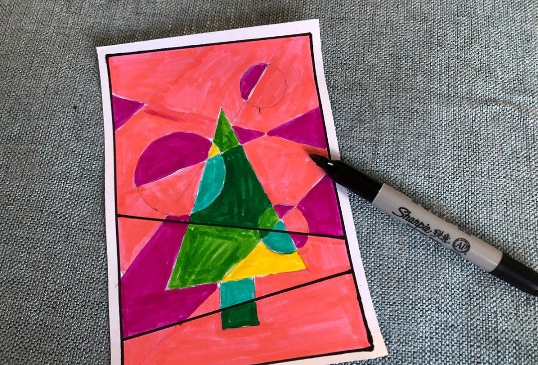 圣诞树卡片手工制作,简单圣诞树画法手绘