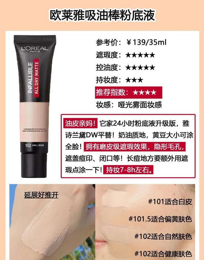 油皮粉底液推荐遮瑕持久不脱妆,粉底液推荐混油皮平价