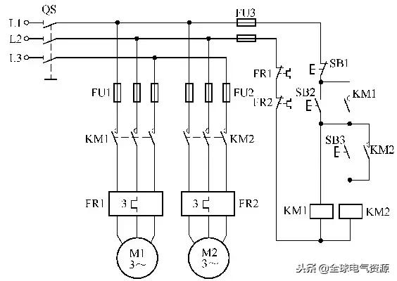 电动机综合保护器电路图及接线图,两台电动机顺序启动逆序停止电路图
