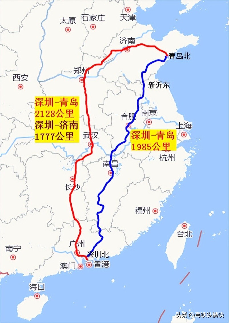 深圳至青岛高铁,深圳北至青岛高铁途经站点