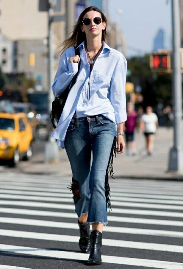 藏蓝色衬衫穿搭什么风格,蓝色衬衫怎样搭配出时尚的感觉