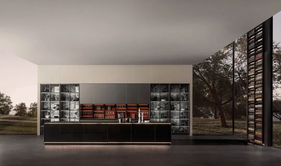 博洛尼浅灰色橱柜,博洛尼橱柜定制轻奢