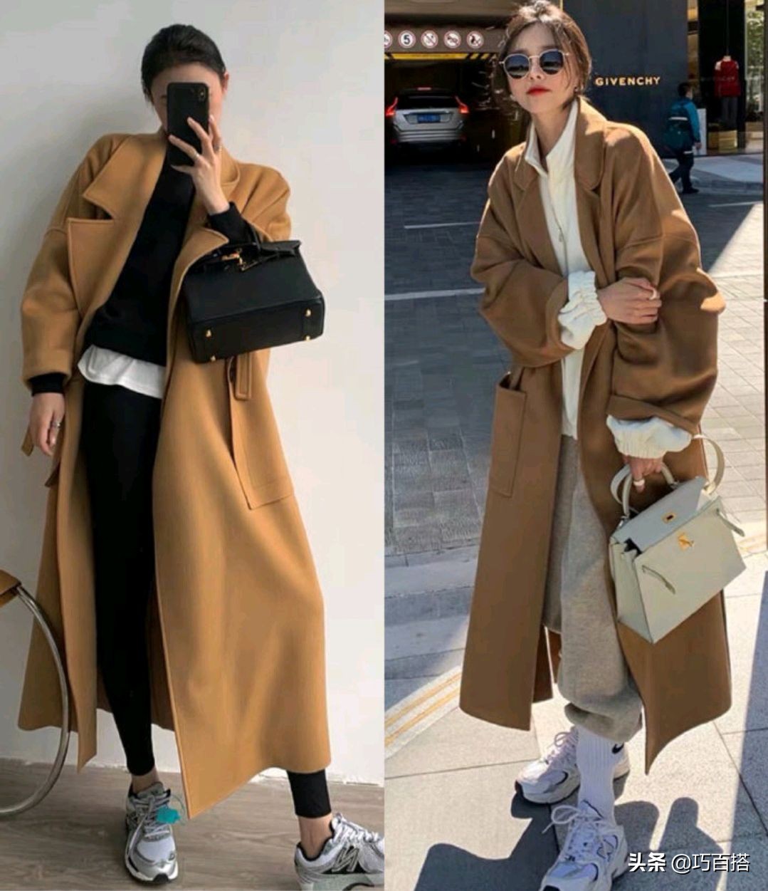 驼色长款大衣的各种搭配,驼色大衣的搭配推荐图片