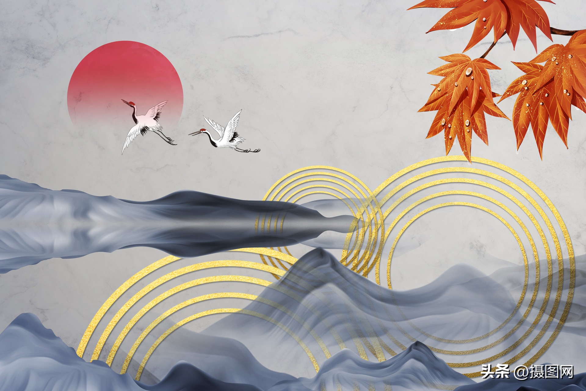 国潮插画山水风,牛年国潮插画2021新年国潮海报