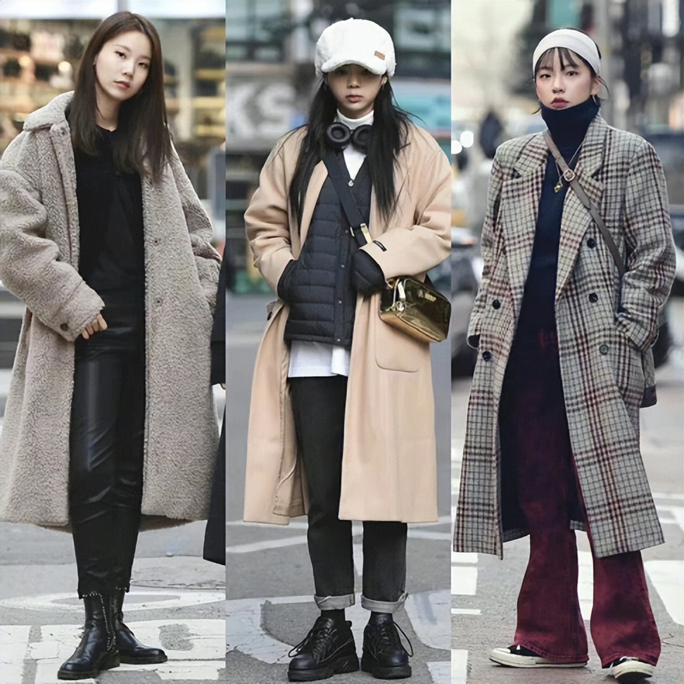 韩国小姐姐冬季最新穿搭街拍,又飒又美的韩国女孩街拍穿搭示范