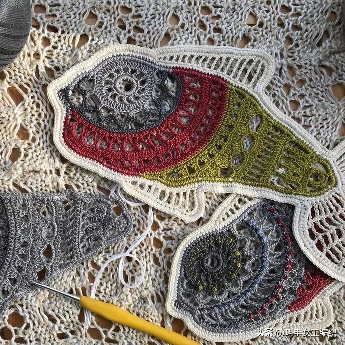 她只用零线就把鱼钩出了百变的花样，还超实用，真是太聪明了！