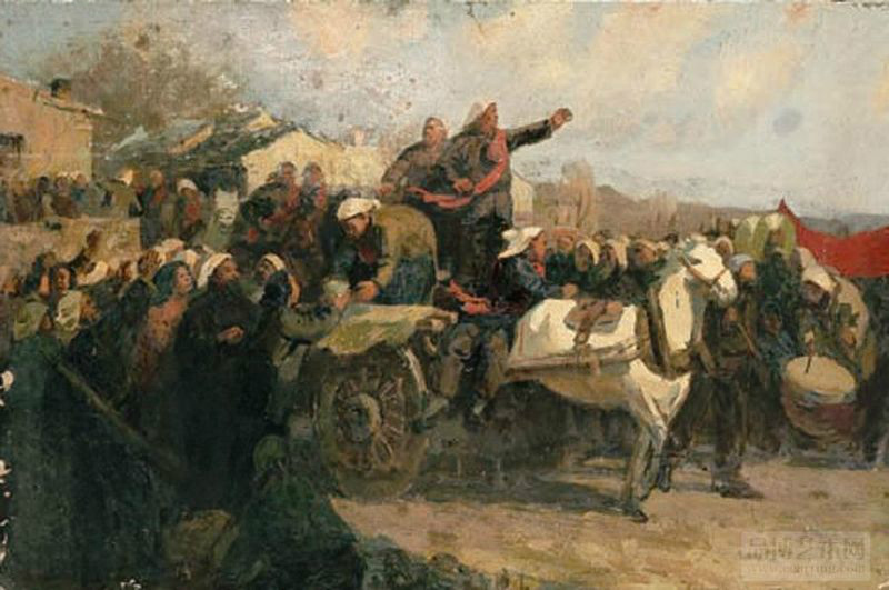 我国现代画家王式廓的油画素描稿,王式廓井冈山会师油画创作背景