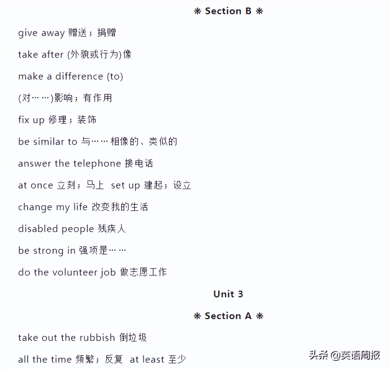 初中英语短语1000句,英语初中七年级下册短语