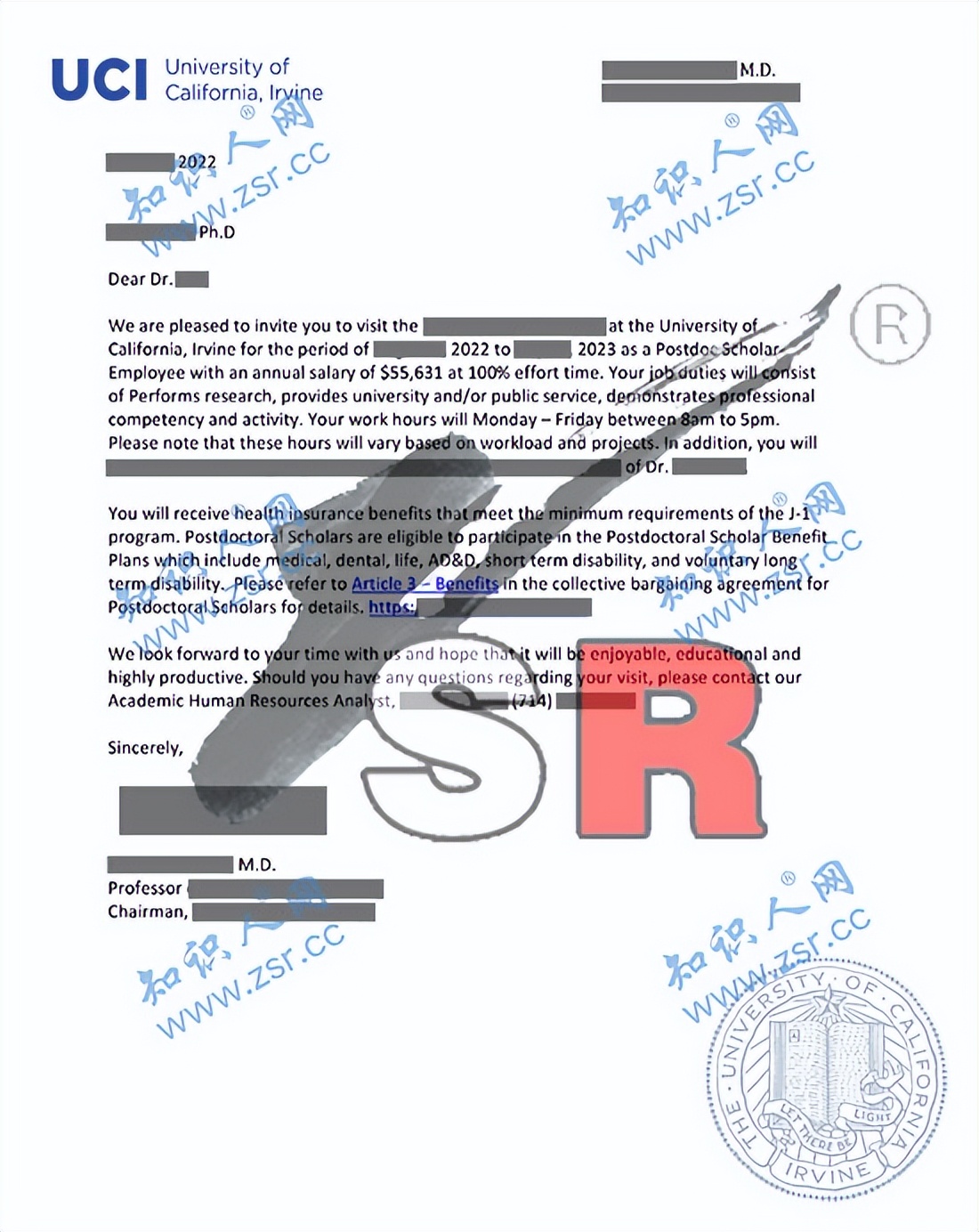 年薪5.6万美元/病理学医生赴美国加州大学尔湾分校就职博士后