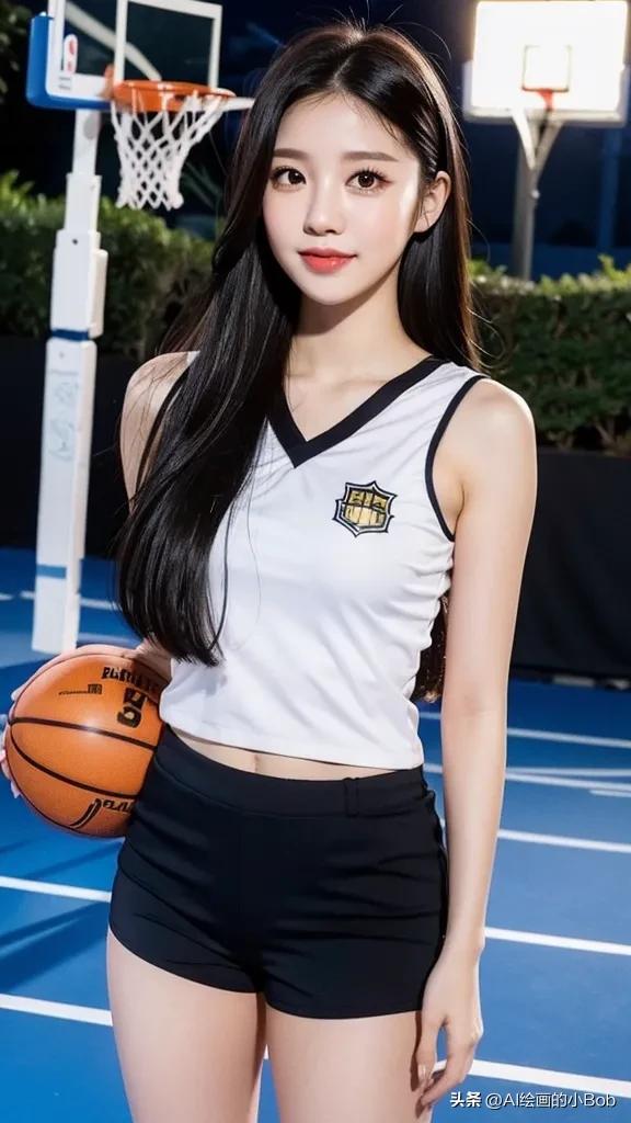 手中拿着篮球ai绘画,打篮球的男生和女生绘画教程