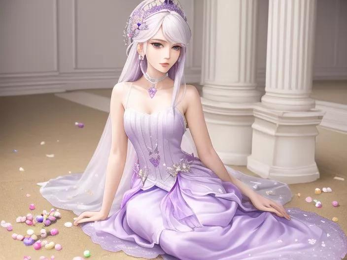 ai绘画国漫紫色礼服裙女神,二次元ai绘画美女壁纸