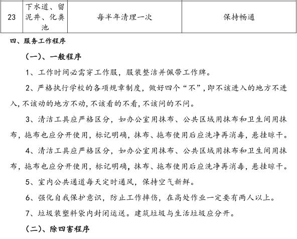 学校物业管理方案(卫生保洁管理和秩序维护管理)