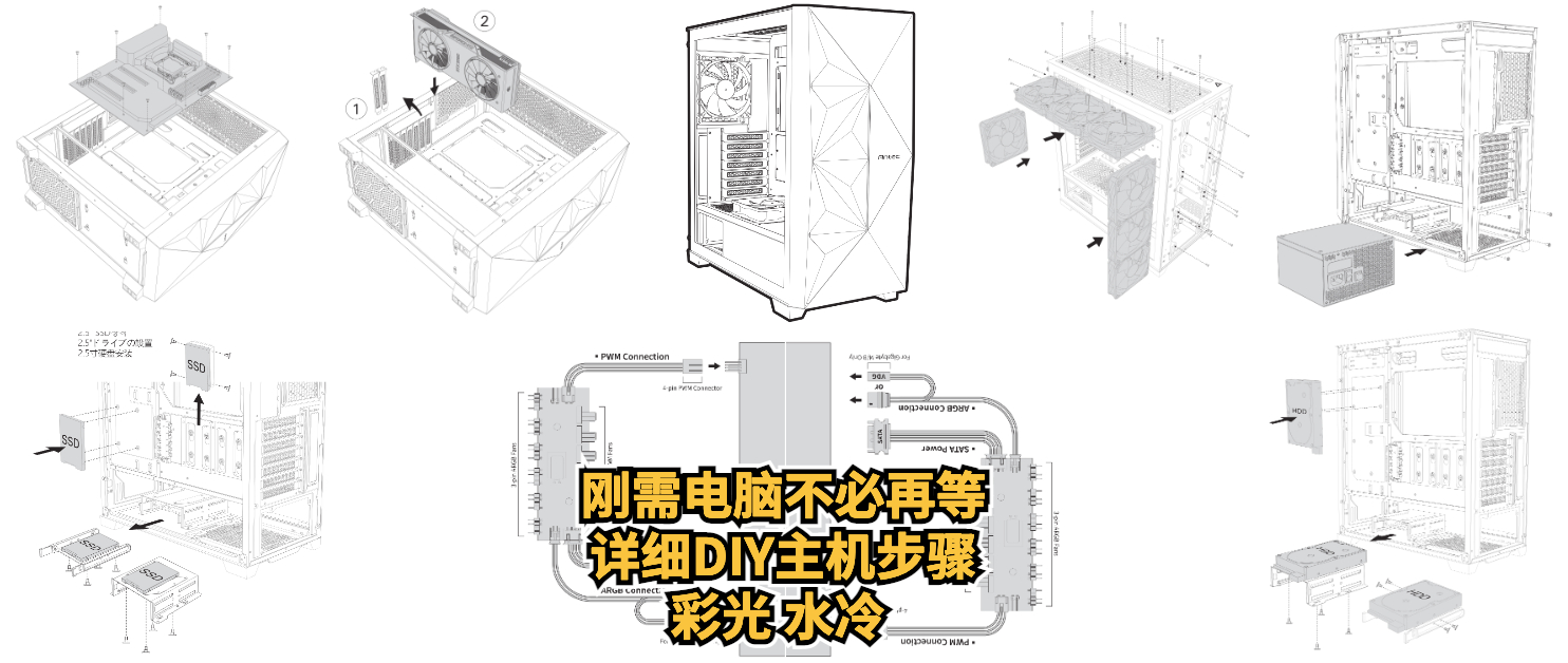 水冷显卡组装电脑教程,电脑组装rgb灯光